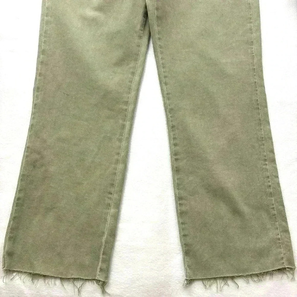 NWT Zara Sage Green High Waist 100% Cotton Raw Hem Ankle Straight Jean Size 10 - Picture 8 of 15